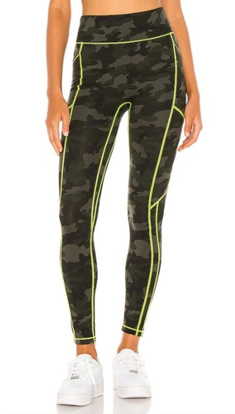 All Access Camo Leggings Size Small Neon Contrast Stitching Side Pockets Hi Rise